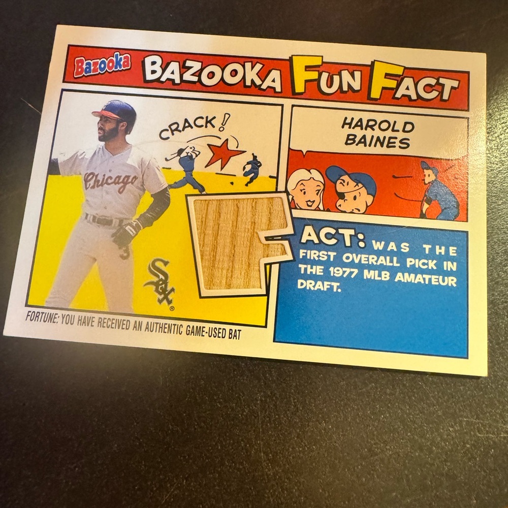 HAROLD BAINES BAZOOKA 2005 GAME USED BAT INSERT CARD